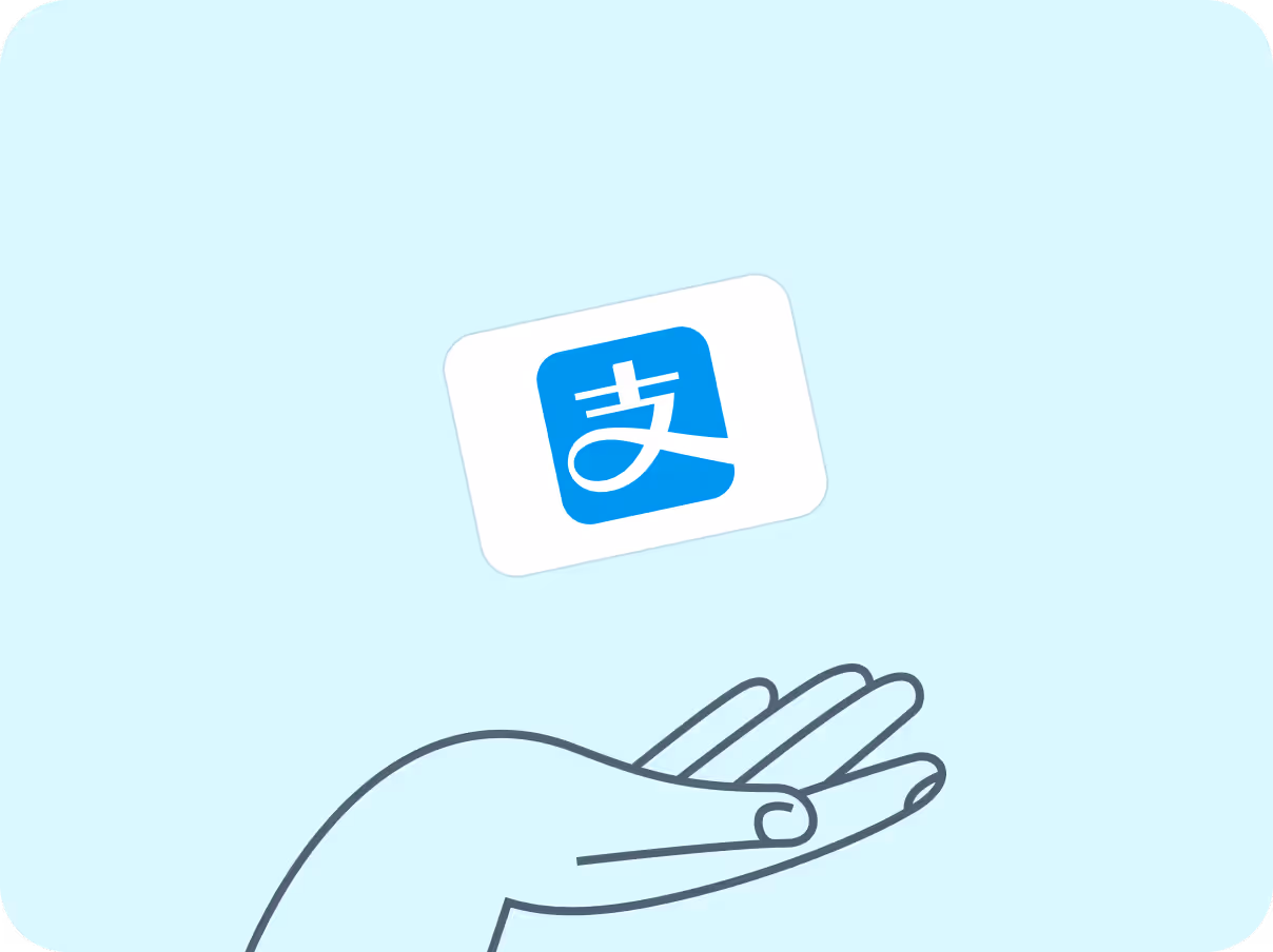 Illustration of a hand holding a credit card icon with surrounding floating cards displaying mastercard, visa, and amex logos, on a light blue background icon for buy proxy with credit card.