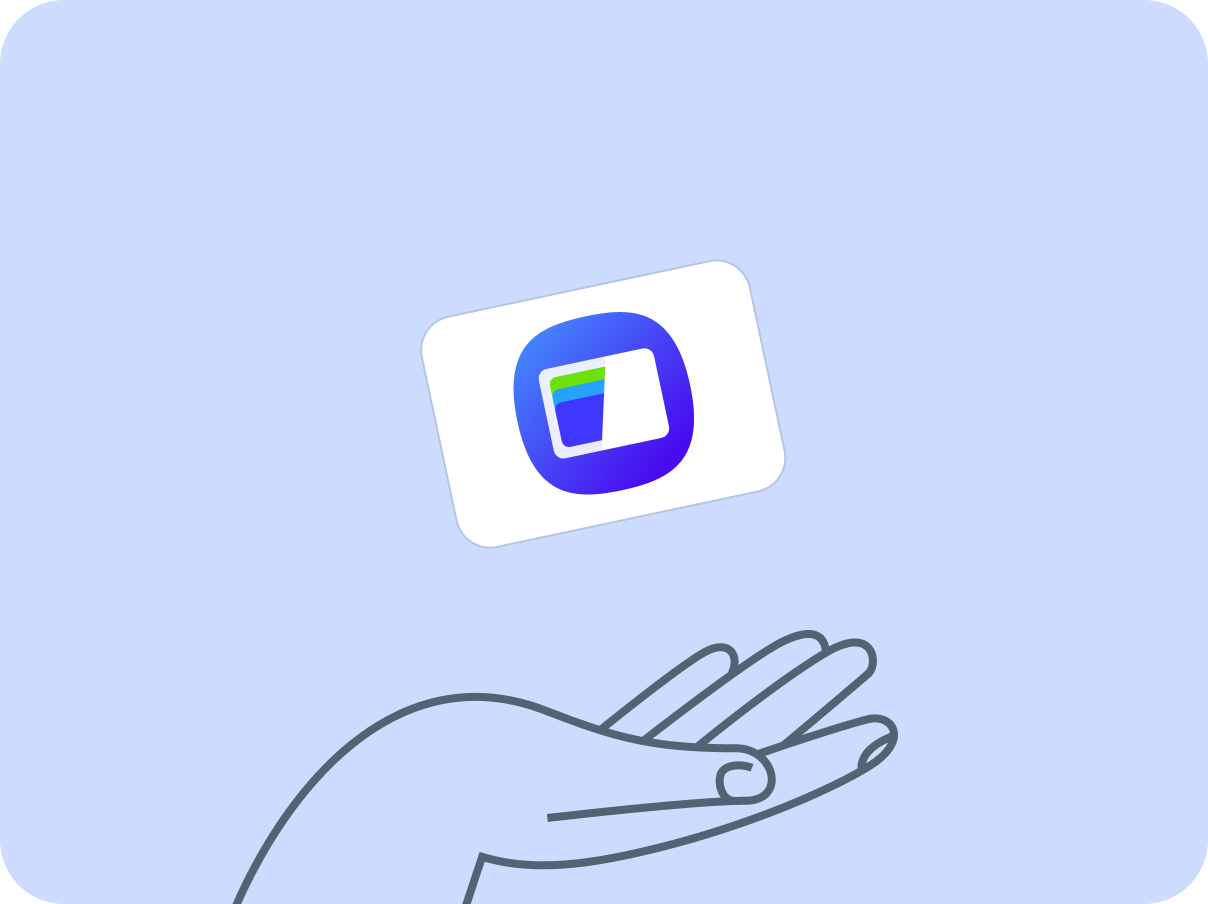 Illustration of a hand holding a credit card icon with surrounding floating cards displaying mastercard, visa, and amex logos, on a light blue background icon for buy proxy with credit card.