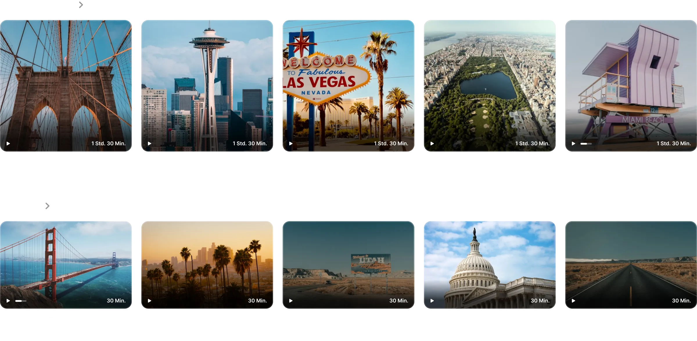 Overview grid of video thumbnails from OTT video library with diverse content types