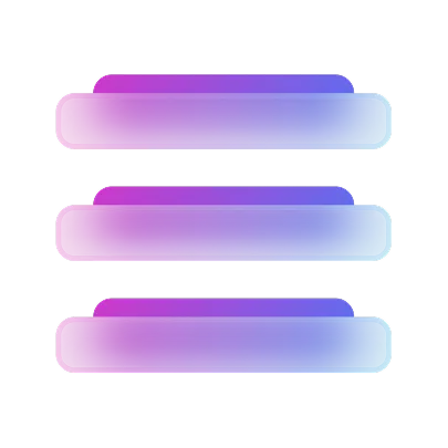 Three stacked horizontal bar icons in magenta-to-cyan gradient