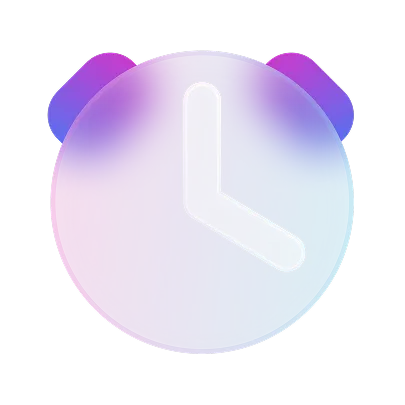 Bunte runde Uhr ohne Zahlen zeigt 3 Uhr.