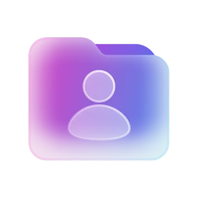 User profile icon with circular head on magenta-to-cyan gradient