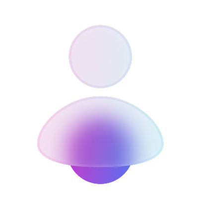 Abstract graphic illustration of two stacked glossy spheres in pink and blue