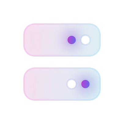Zwei stilisierte Server- oder Festplattensymbole in Rosa und Blau mit leuchtenden Punkten.