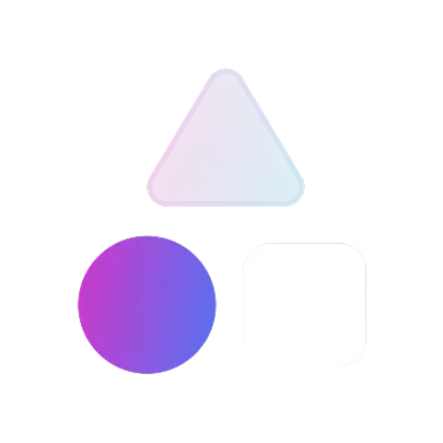 Dreieck, Kreis und Quadrat in Verlauf von Violett zu Blau auf schwarzem Hintergrund.