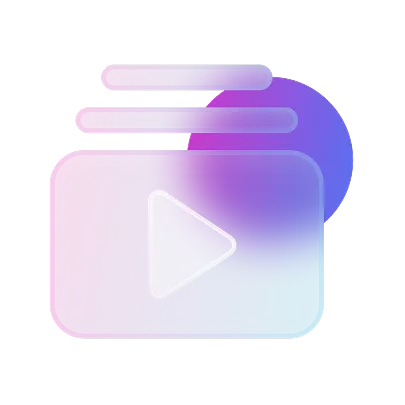 Abstraktes Symbol für Wiedergabe oder Video mit Play-Schaltfläche und dynamischen Linien.