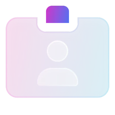 Symbol einer Person auf einem abgerundeten, farbverlaufsbunten Ausweishalter.