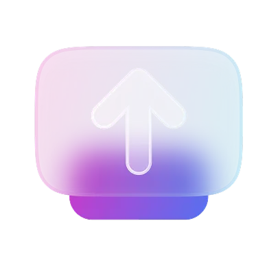 Symbol mit weißem Aufwärtspfeil auf einem abgerundeten, rosa-blau verlaufenden Quadrat.