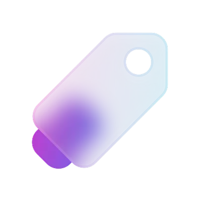 Preis-Tag-Icon in Magenta-Blau-Cyan Farbverlauf auf schwarzem Hintergrund