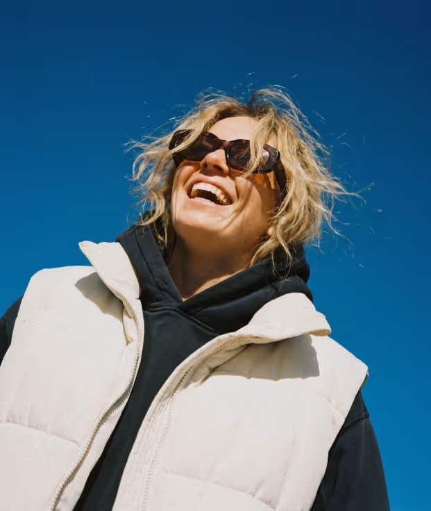 Woman smiling with friend