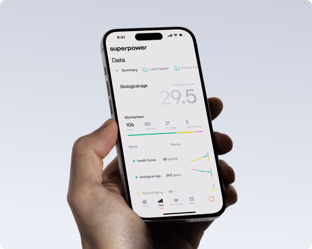 Superpower dashboard shown on a phone