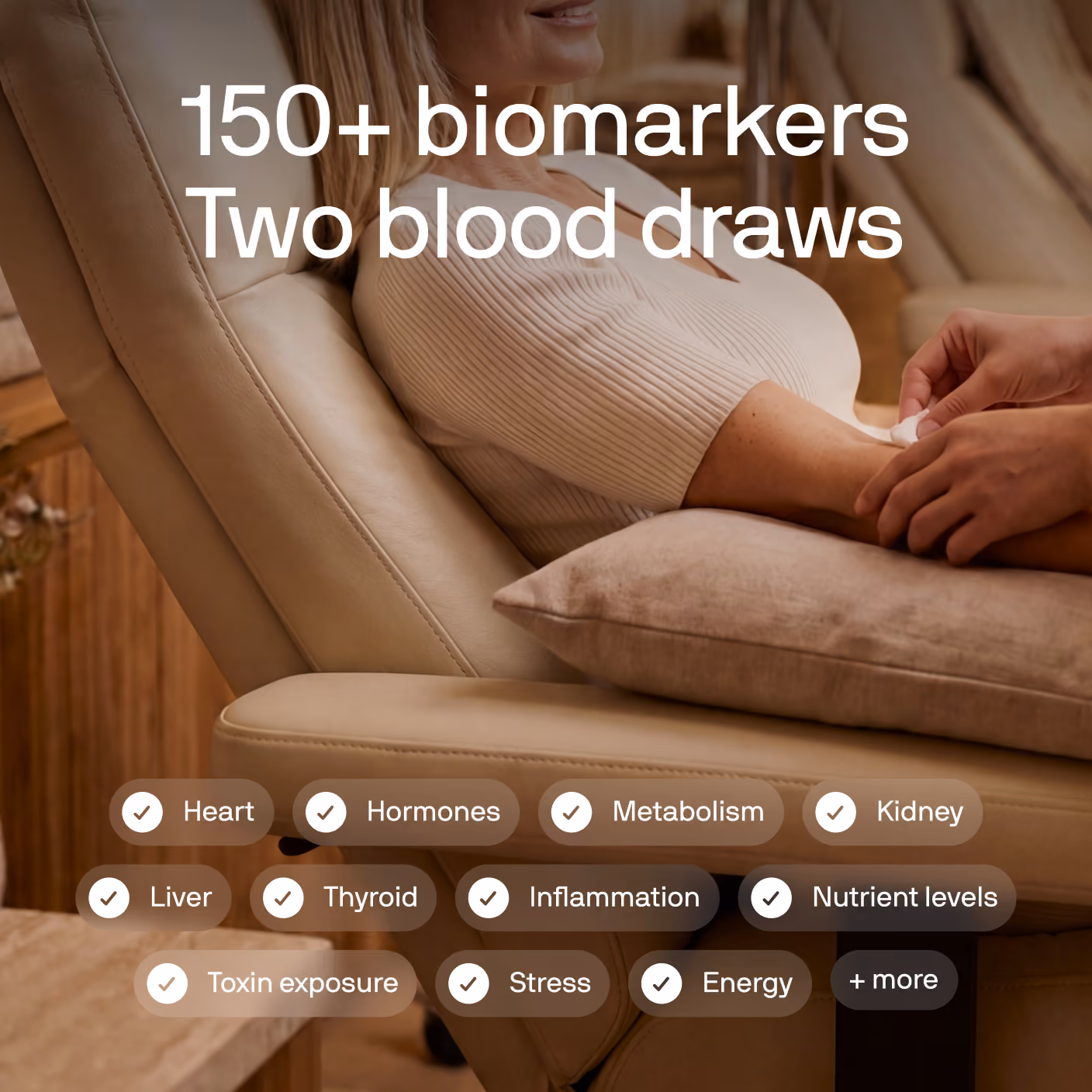 150+ biomarkers across 2 blood draws