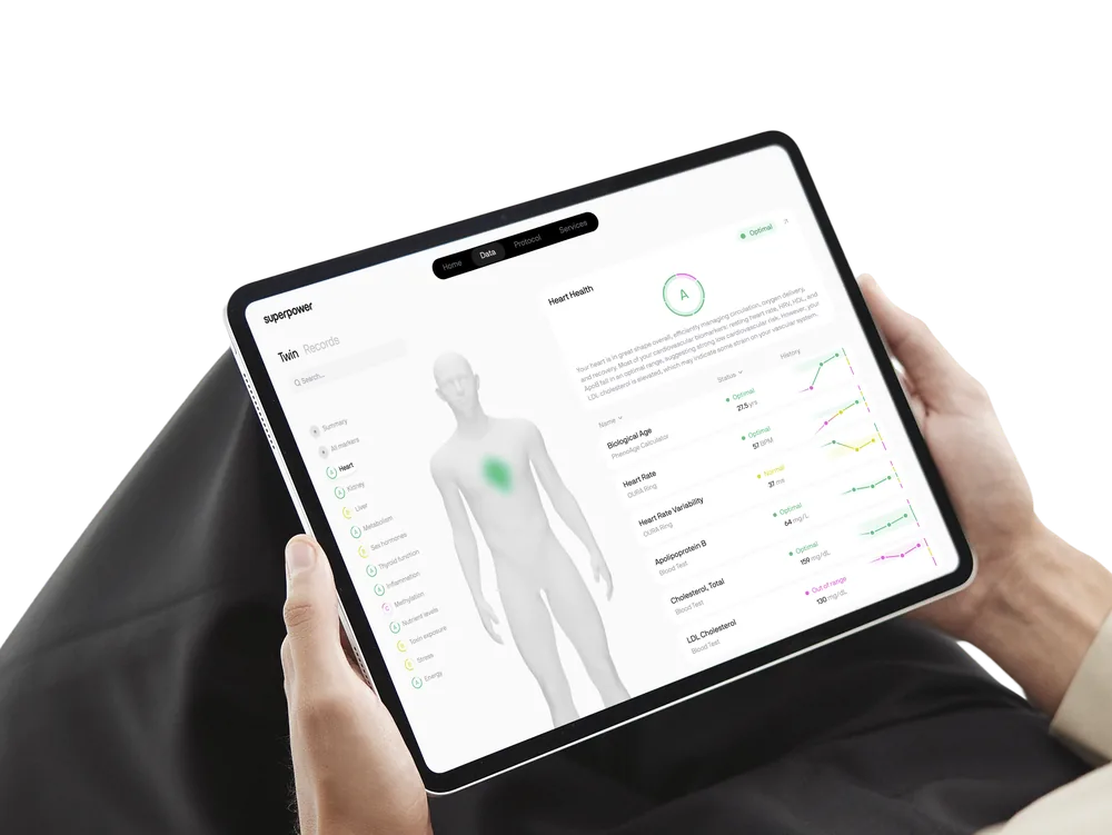 Superpower app dashboard on a tablet