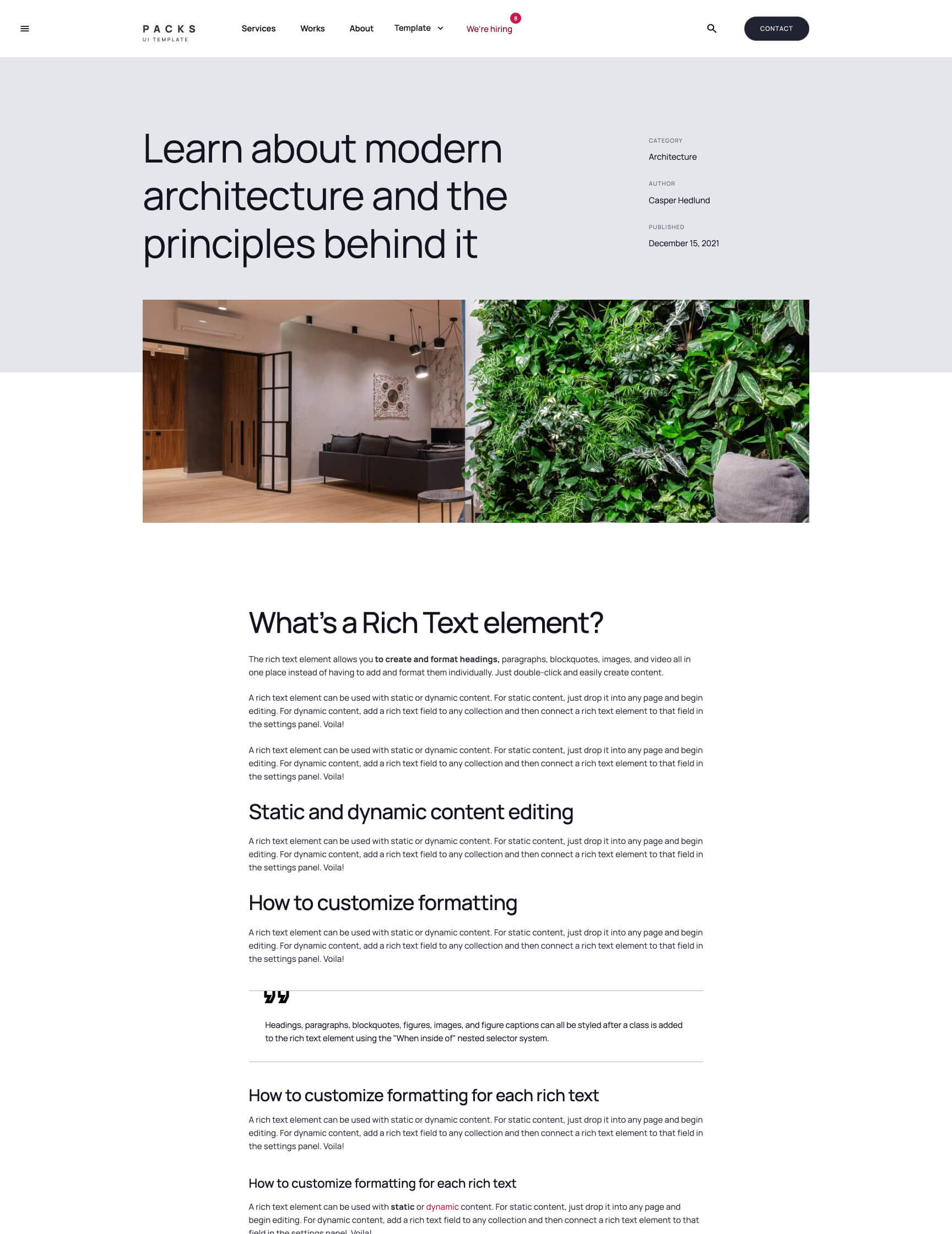 UI kit Webflow template webpage Packs