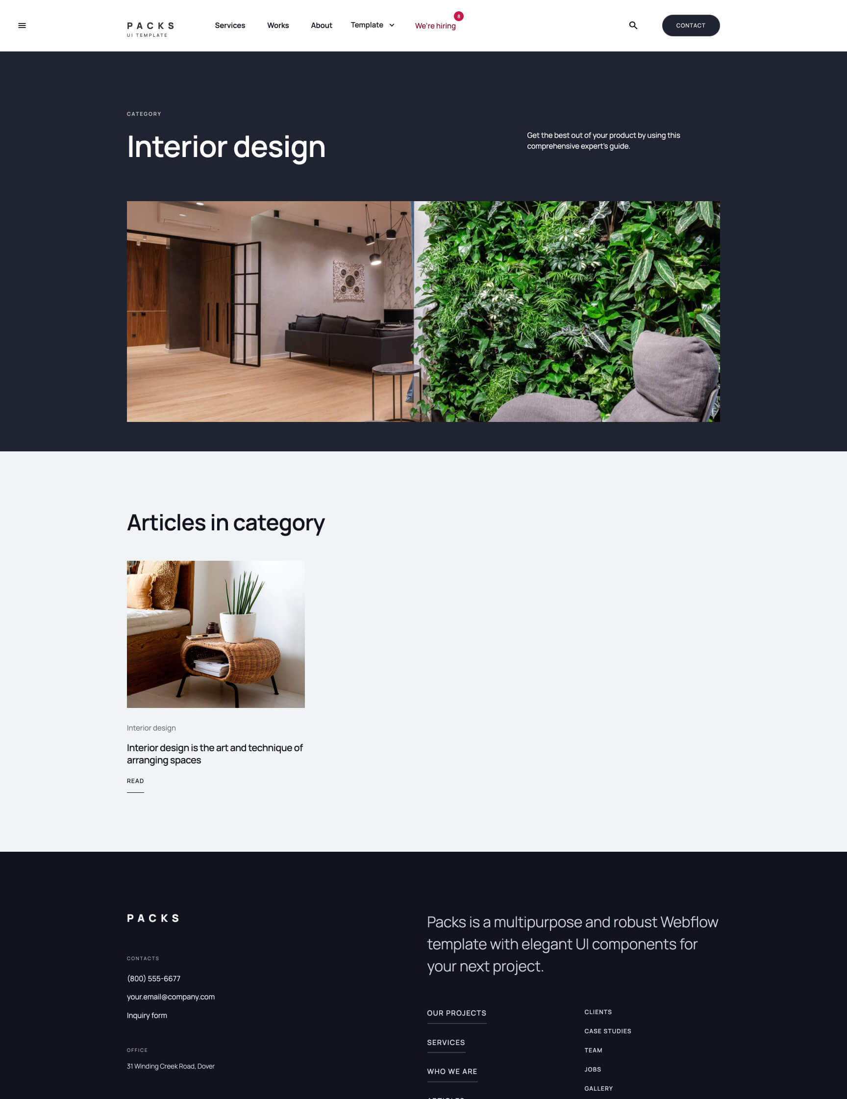 UI kit Webflow template webpage Packs