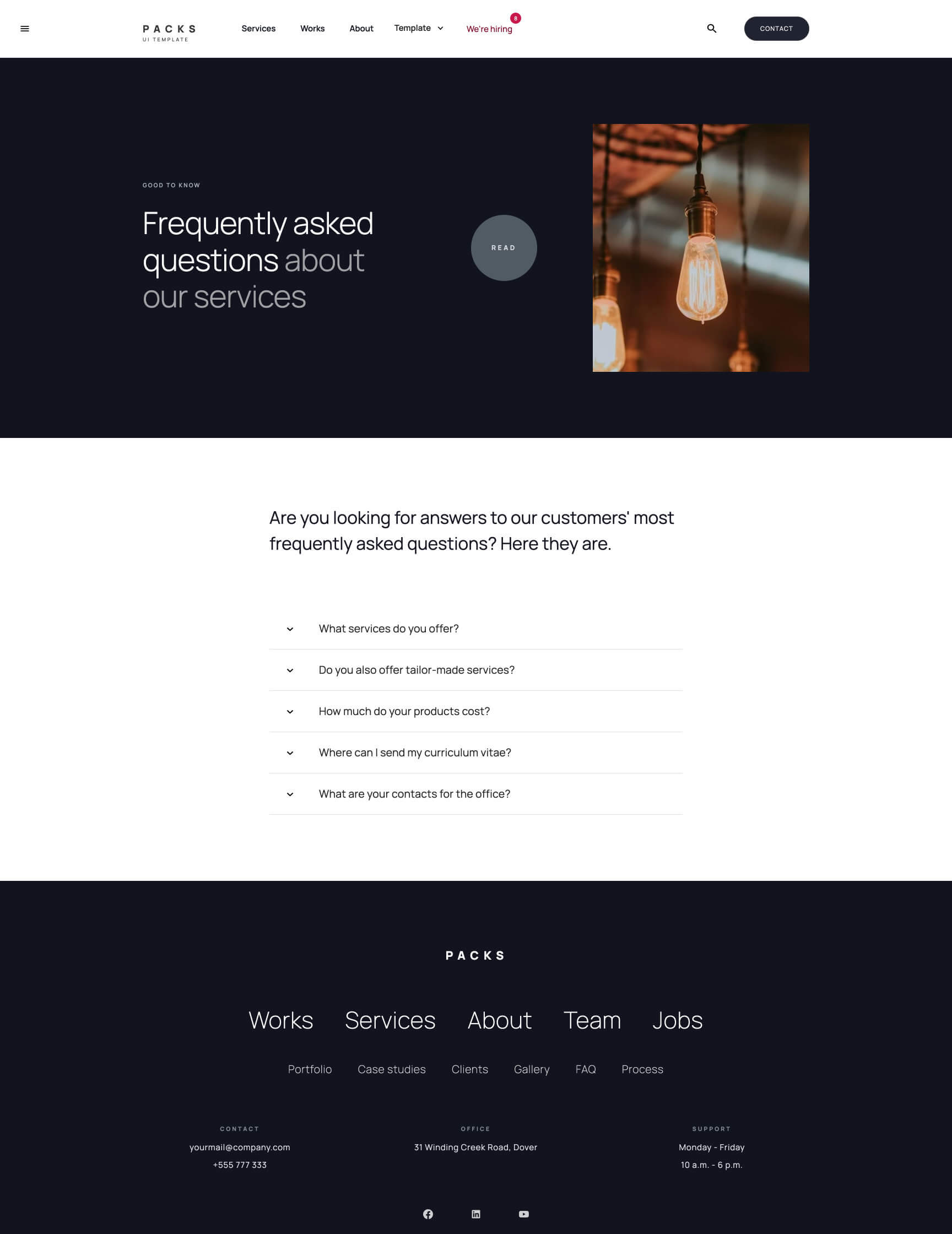 UI kit Webflow template webpage Packs