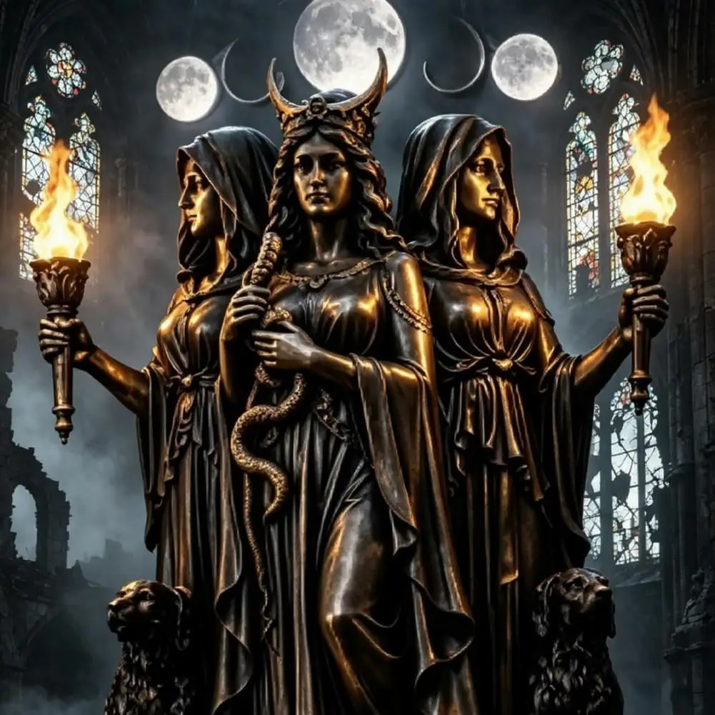 Wall Lamp Hecate Wall Sconce with Warm Led Light Triple Goddess Ambient Lamp Altar Decor for Bedroom Hallway Mood Lighting Lamp
