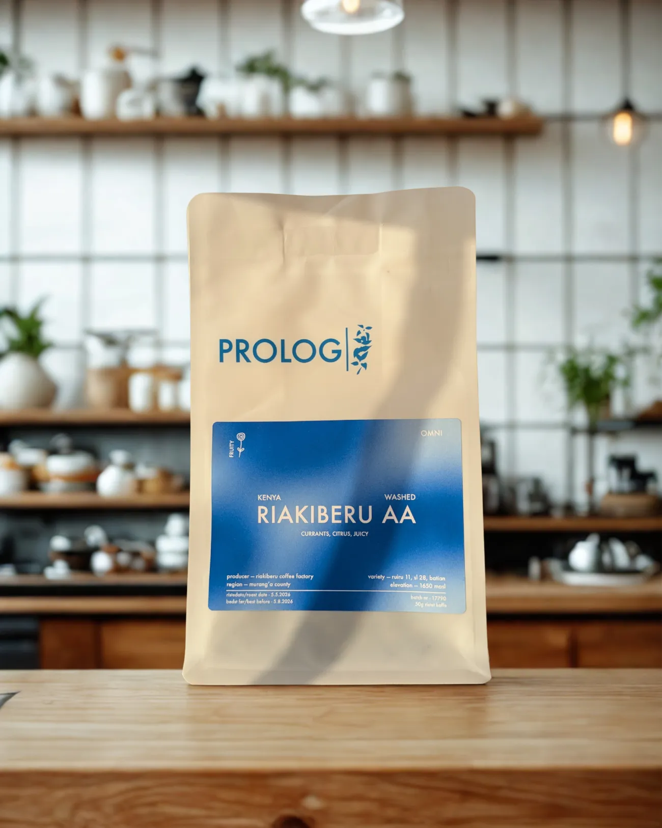 Paquet de café PROLOG Riakiberu AA, café de spécialité du Kenya, 250g.