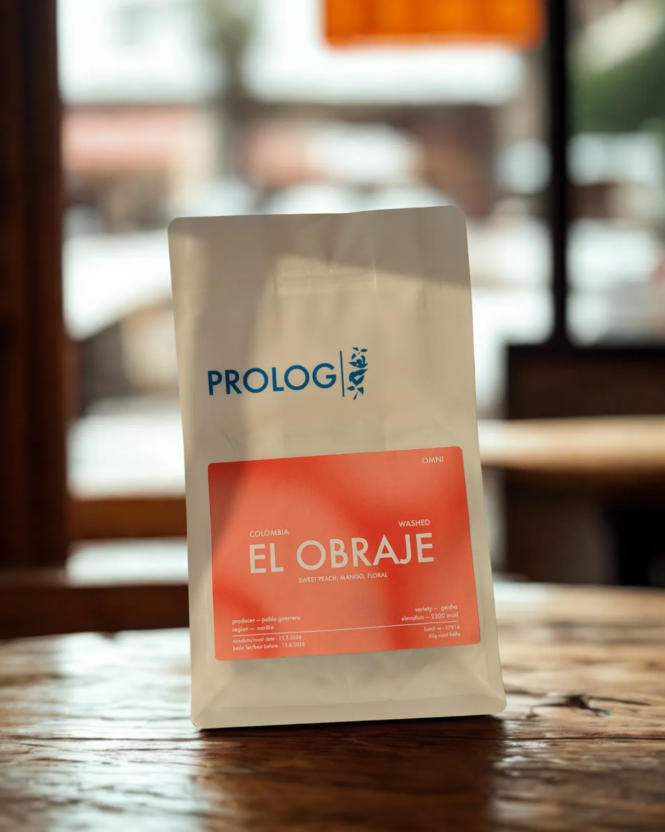 Paquet de café PROLOG El Obraje, café de spécialité de Colombie, 250g