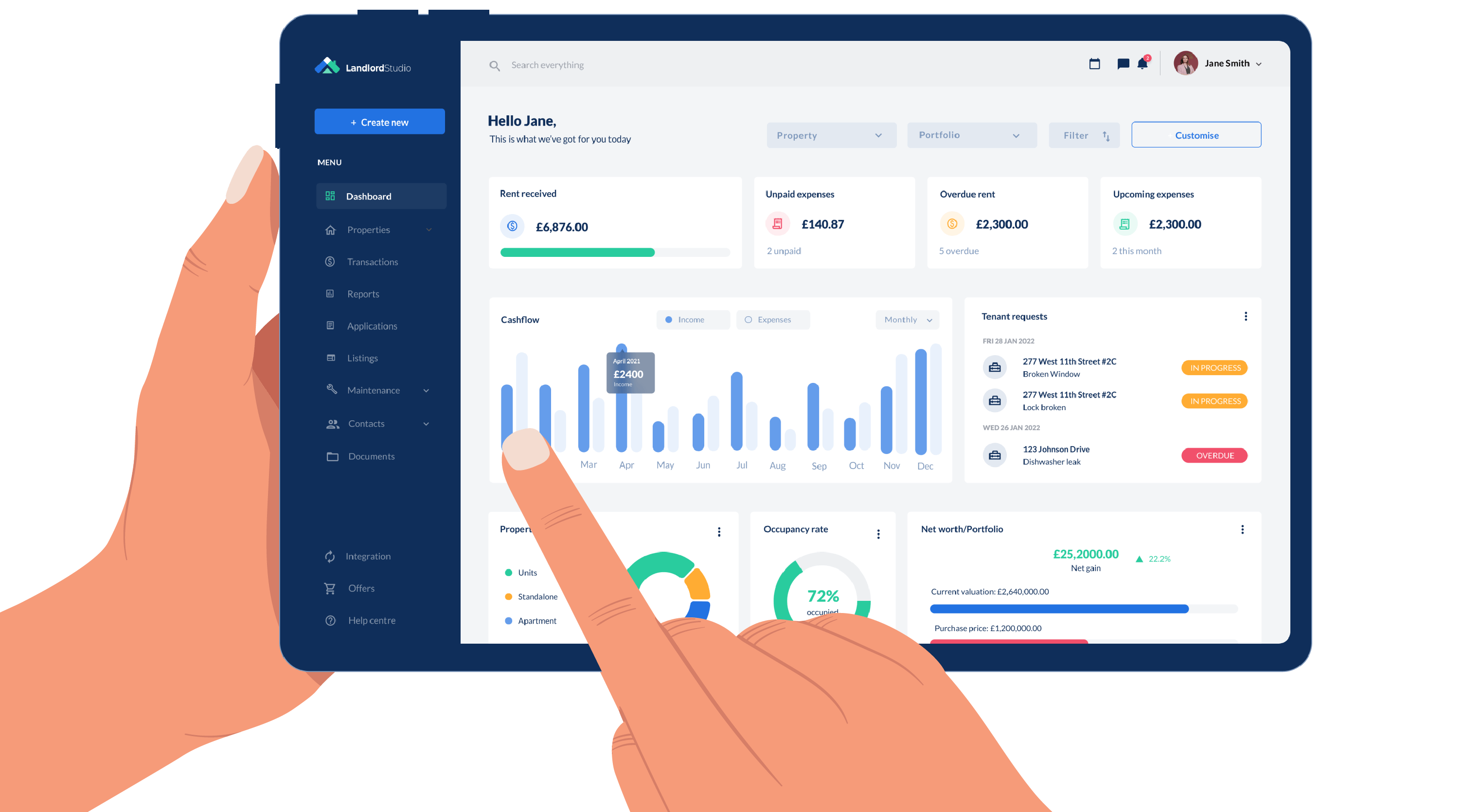 Landlord Studio property management dashboard for UK landlords