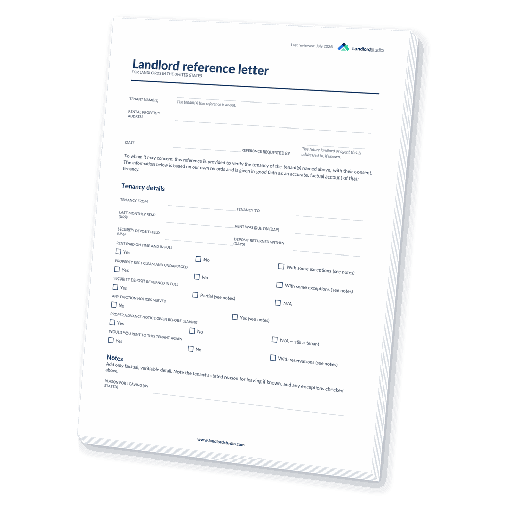 Cover of Landlord Studio's Landlord Reference template for the United States