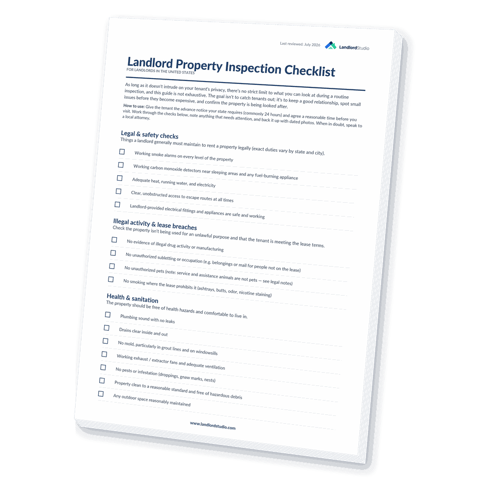 Cover of Landlord Studio's Landlord Property Inspection Checklist for the United States