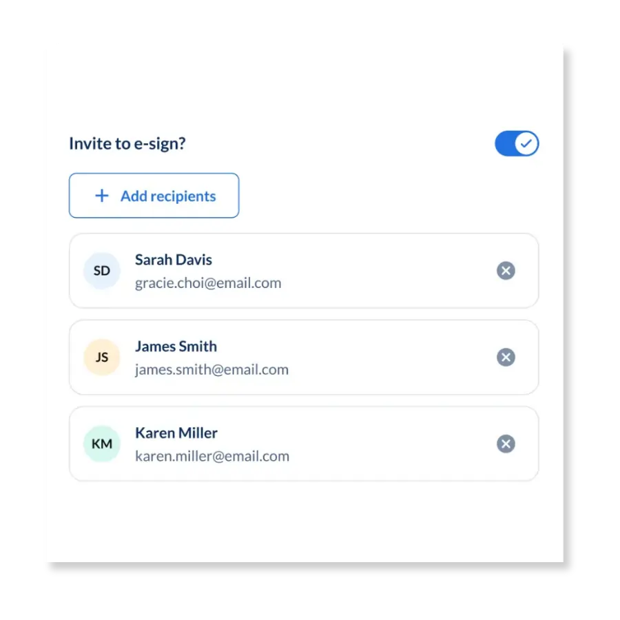 e-sign list of tenants to invite