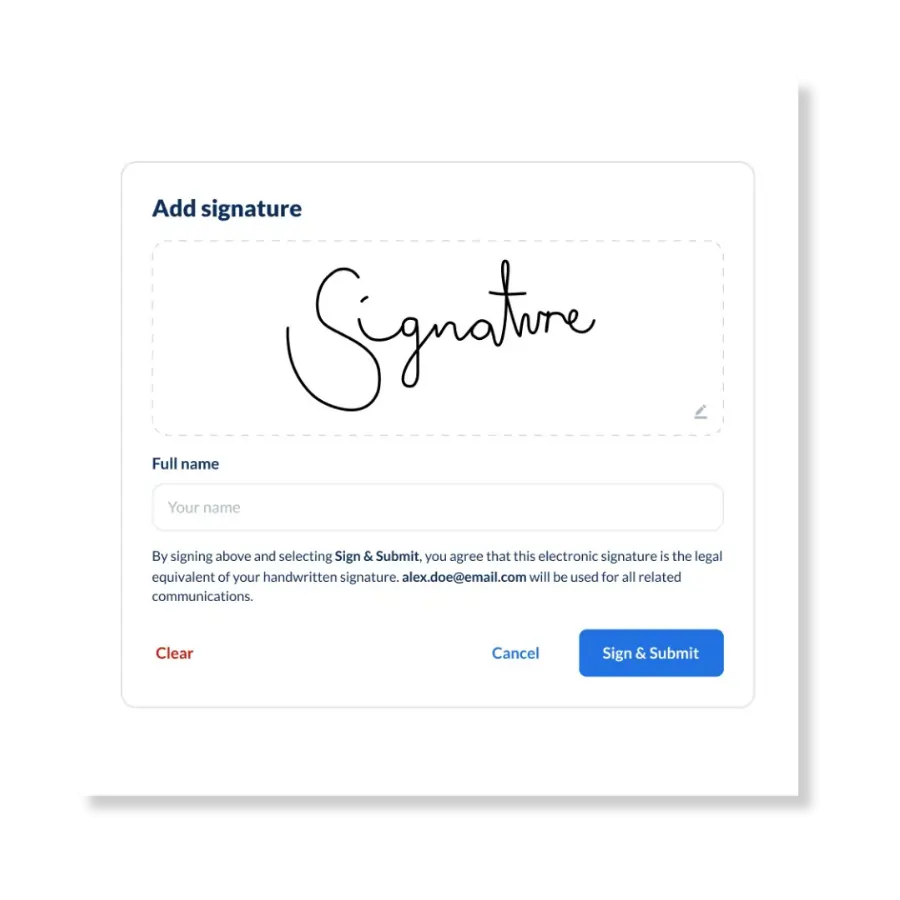 e-sign with signature example on desktop