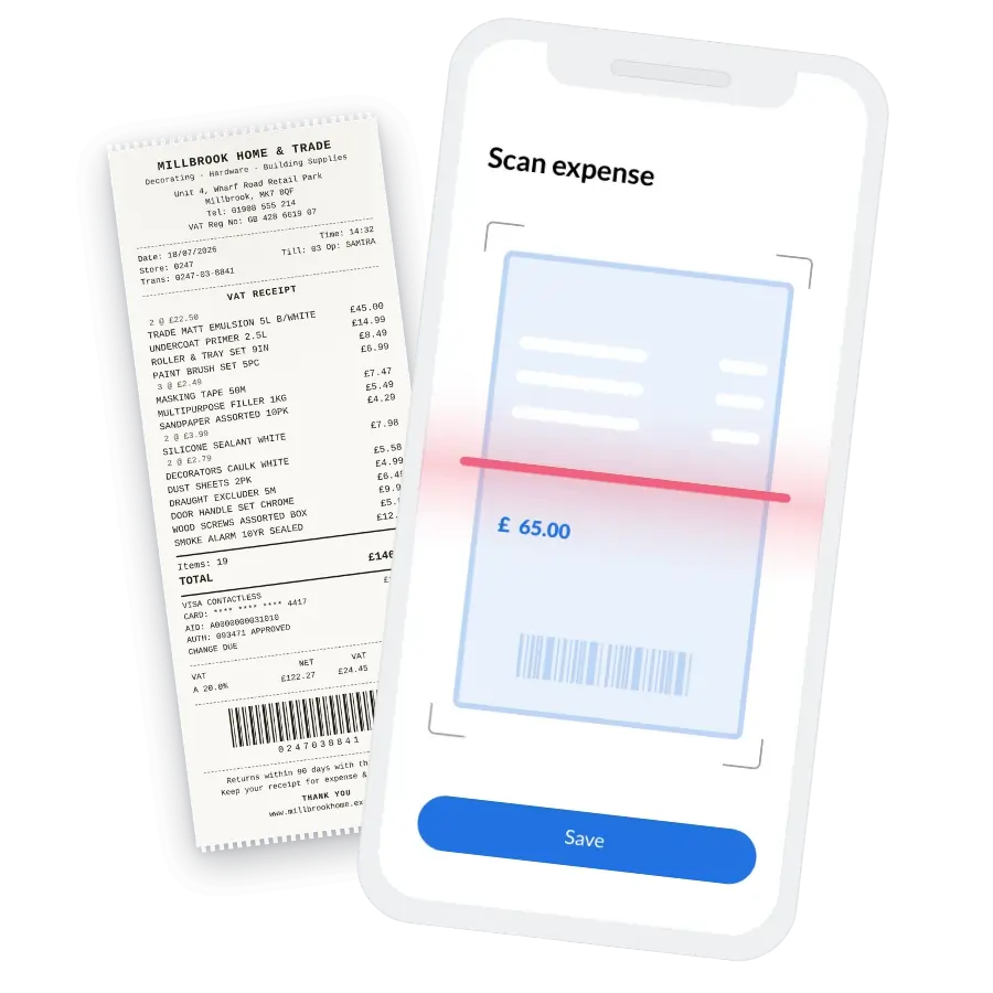 Receipt being scanned by a mobile