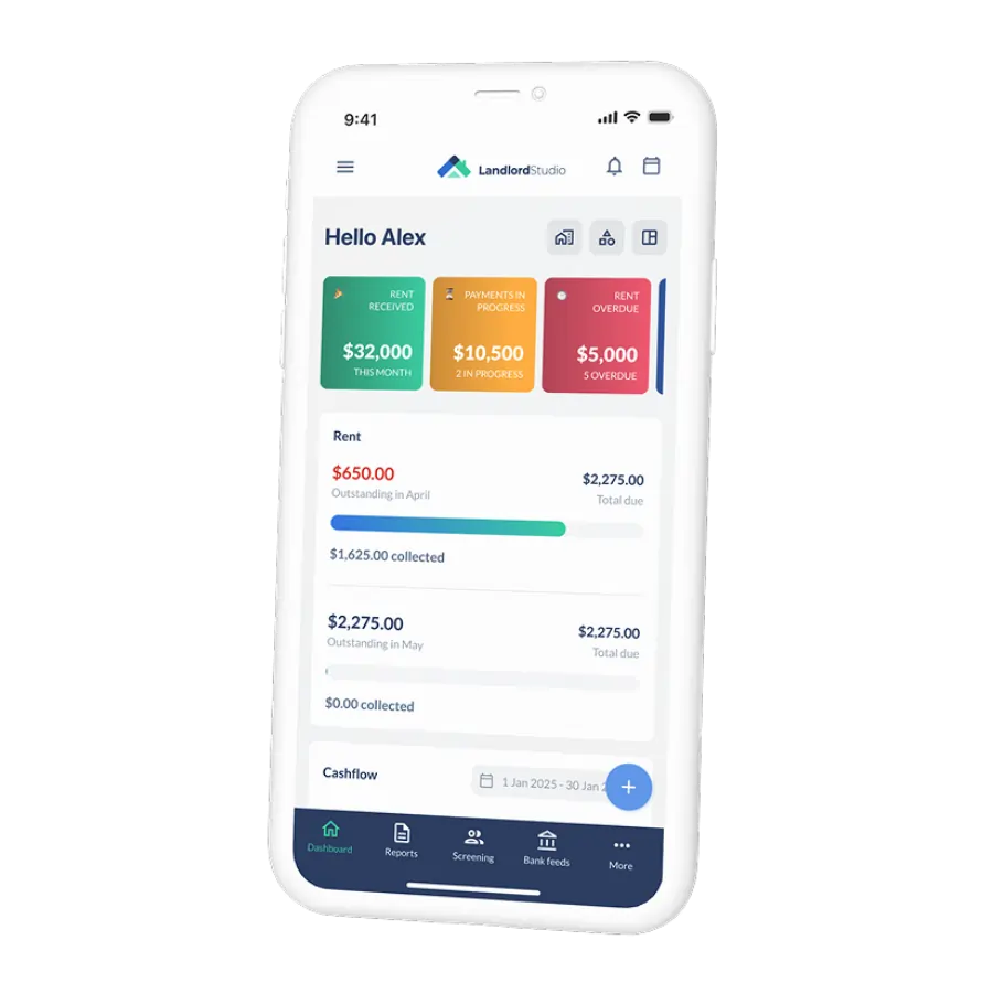 Landlord Studio app on mobile device