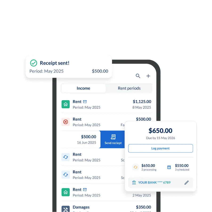Rental receipt on mobile visual