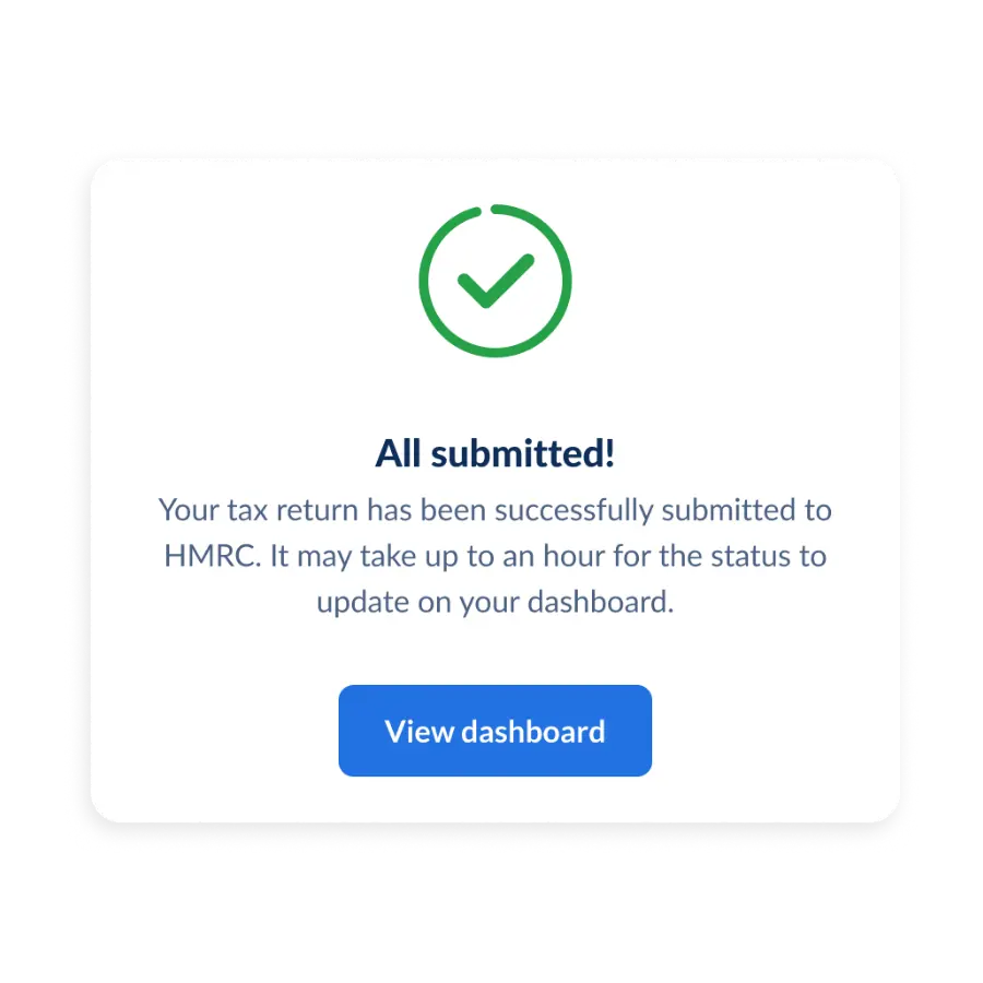 HMRC MTD submission complete widget