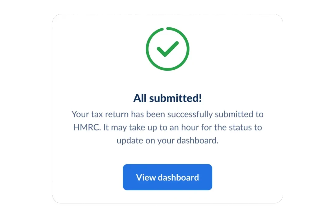 HMRC MTD submission complete widget