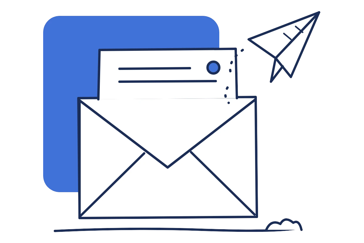 Envelope and paper plane illustration for emailing a tenant screening request to an applicant