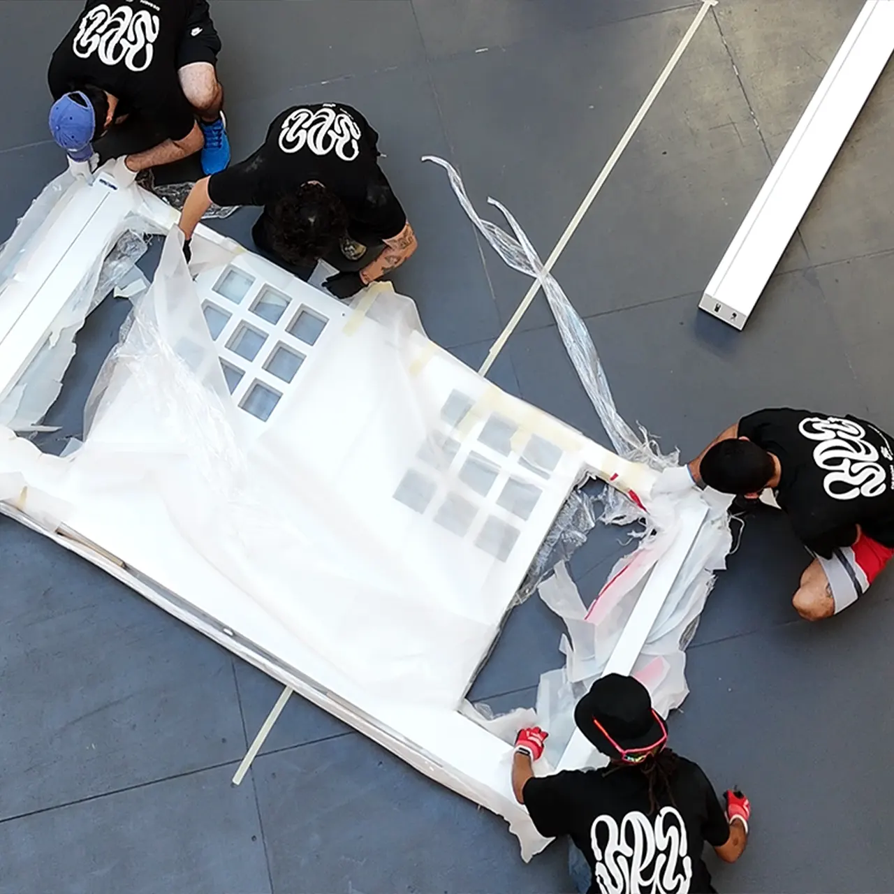 Tersra Design & Fabrication in Miami | Arial drone footage of team installation in Miami Design District