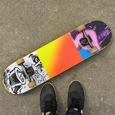 Bryn's colourful skateboard