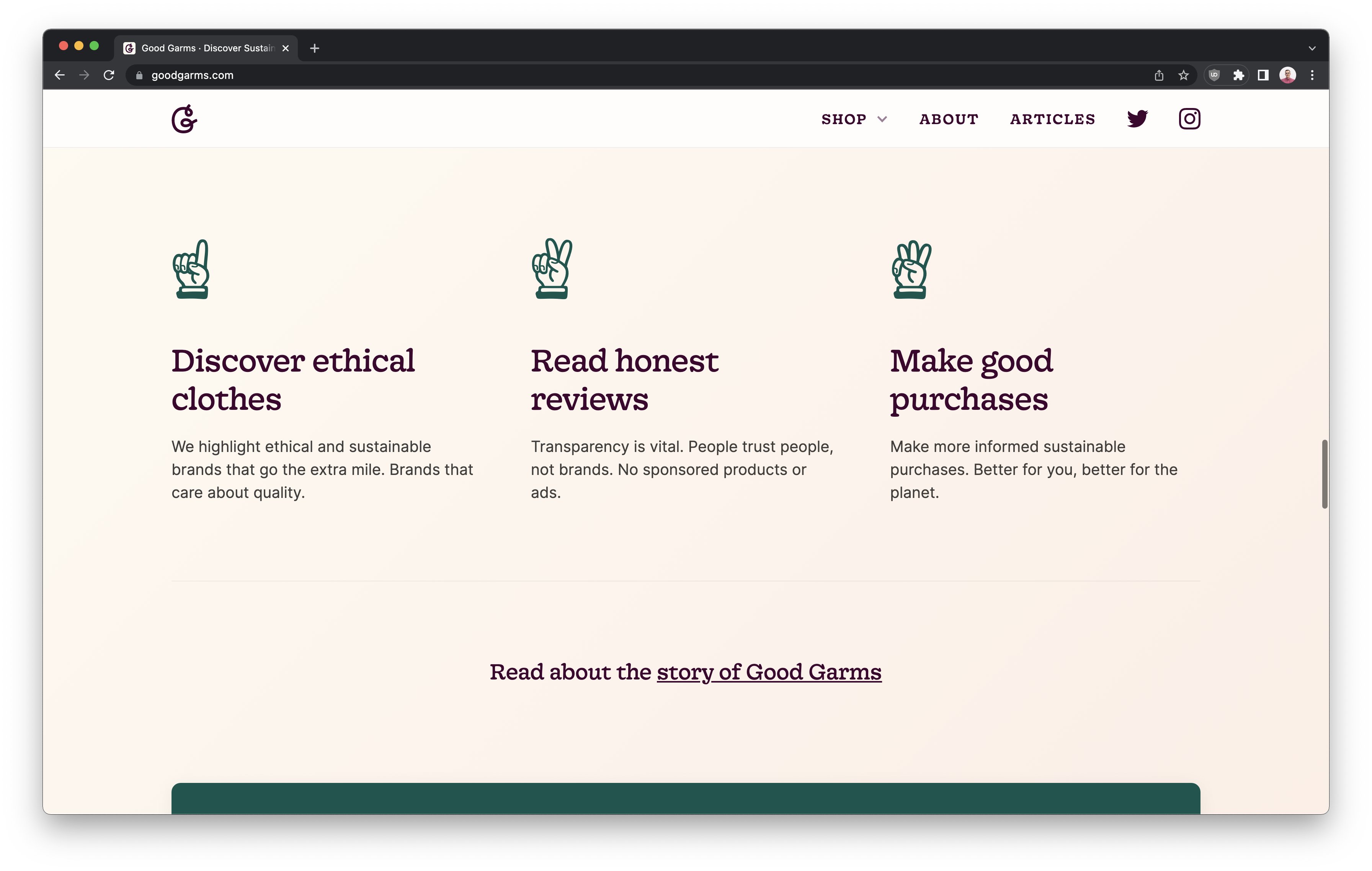 Showing the three steps of Good Garms