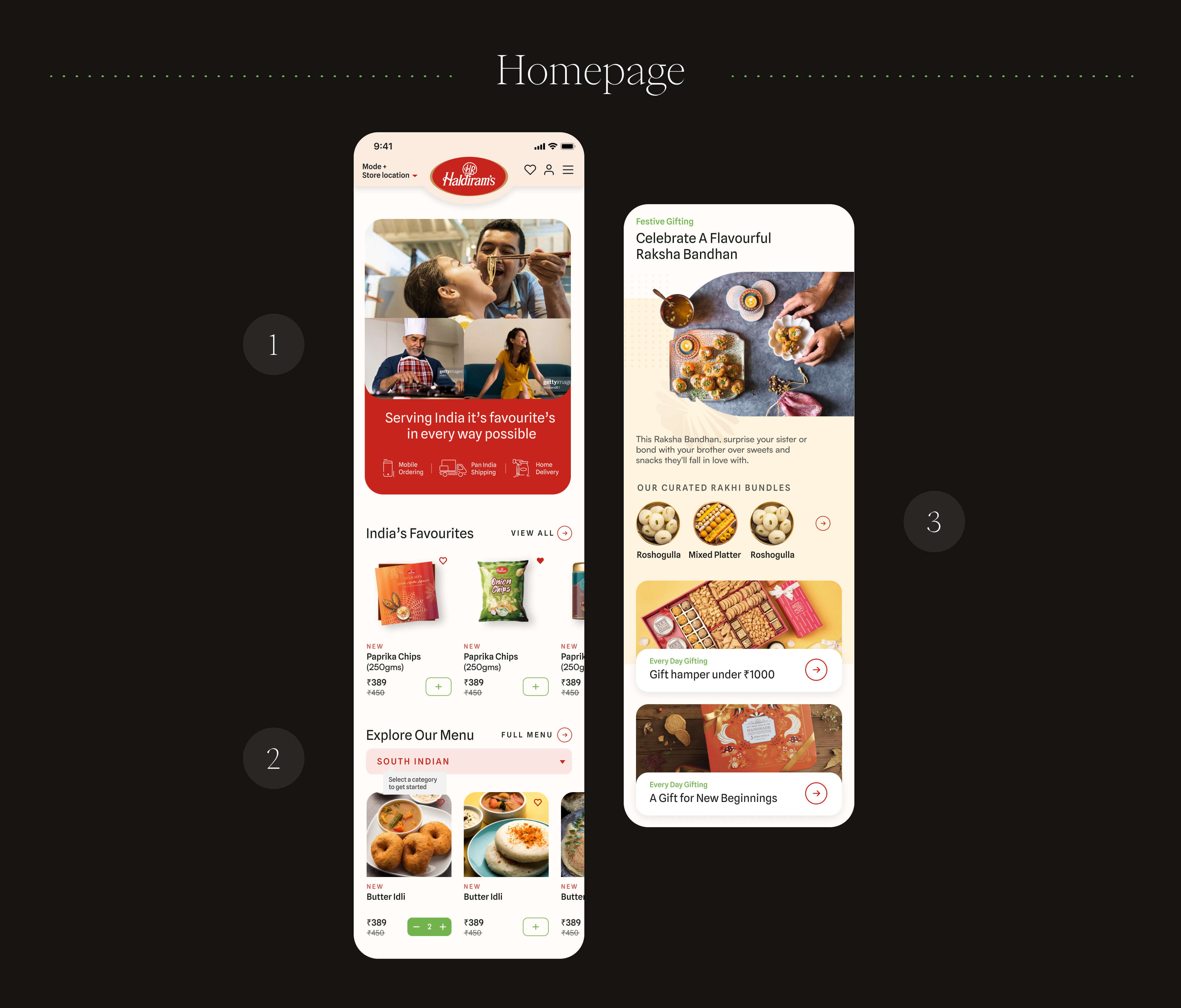 1. Showcasing people from today’s India from relatable current situations and not using stereotypical imagery | 2.Using a ‘plus’ icon for ‘add’ to speak more and stress less  | 3.Introducing a curated product catalogue for Indian festivals