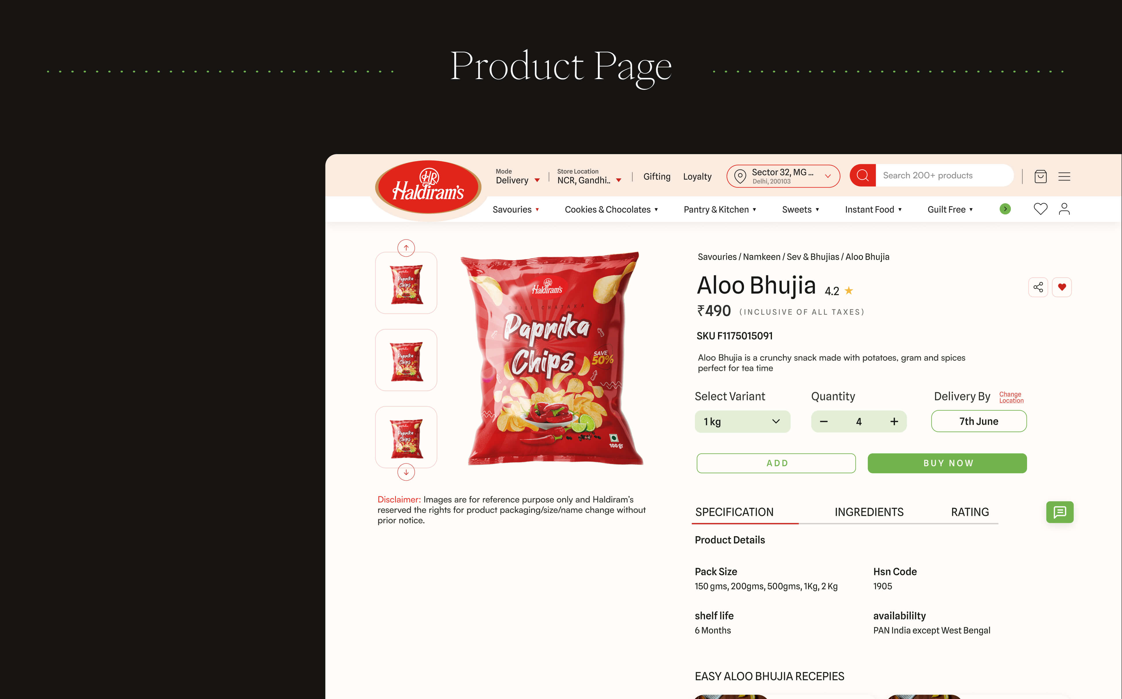Designing a cleaner product display page with all the main CTAs using a fresh green, psychologically to evoke a positive feeling