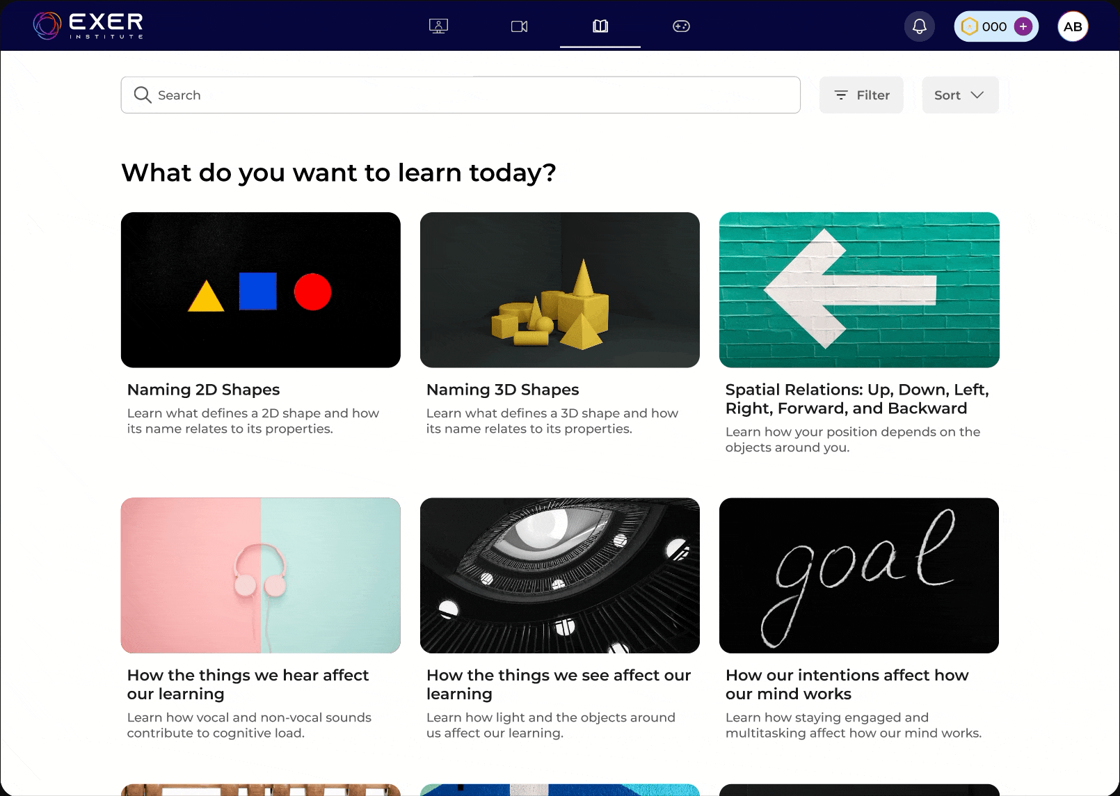 A GIF of clicking on a learning article and scrolling through the article.