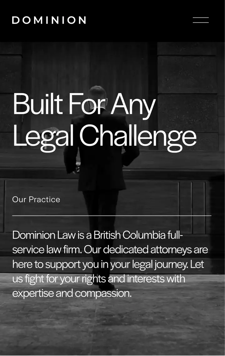 The Dominion Law Group website on mobile