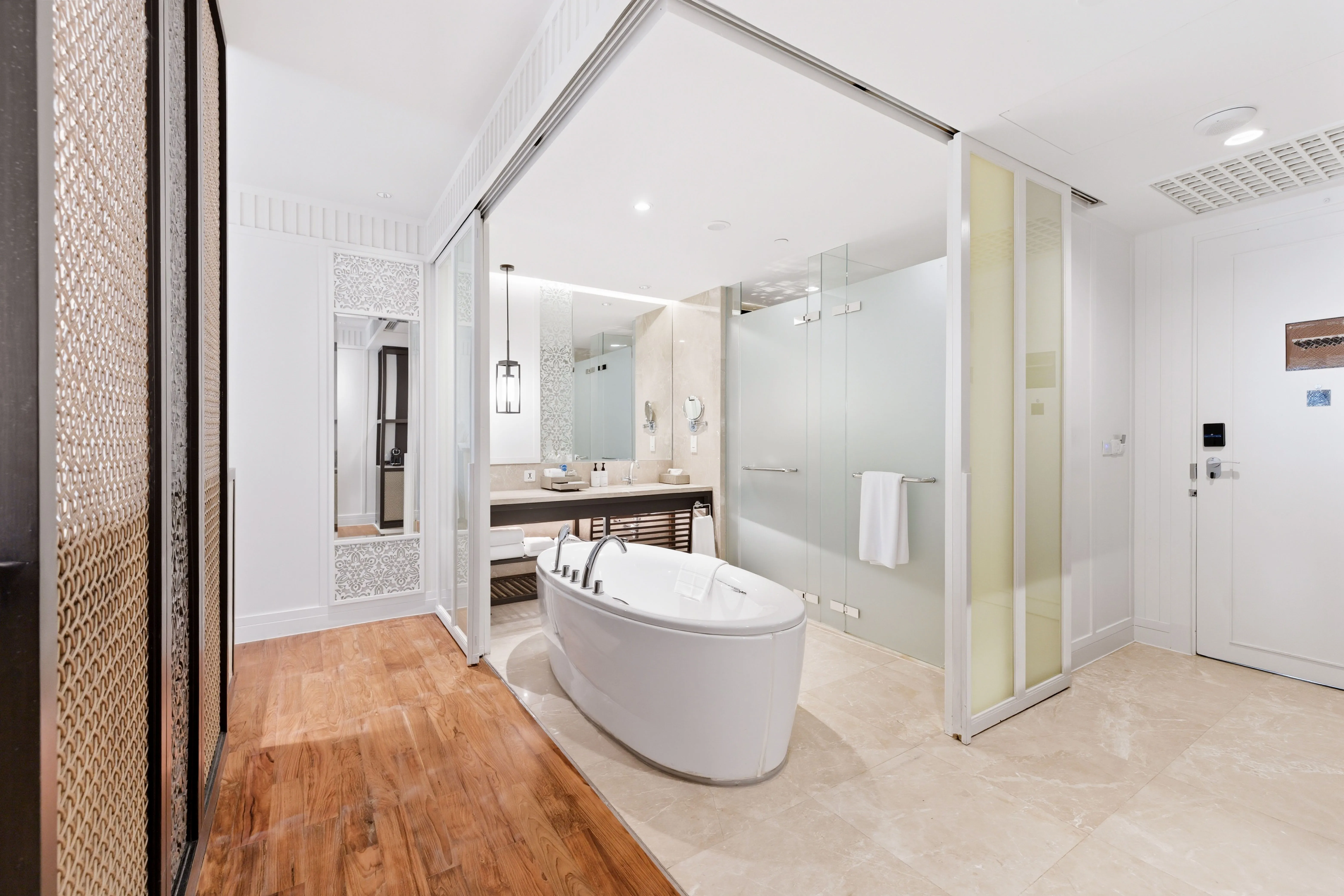 Villa bathroom with freestanding tub