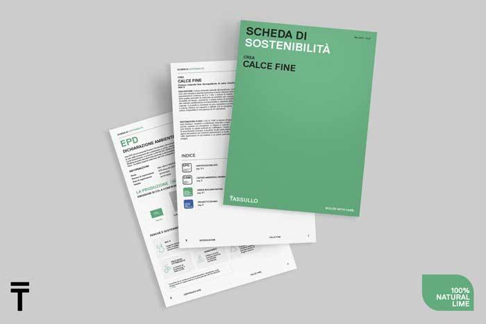 Scheda di sostenibilita Calce Fine e documenti EPD Tassullo