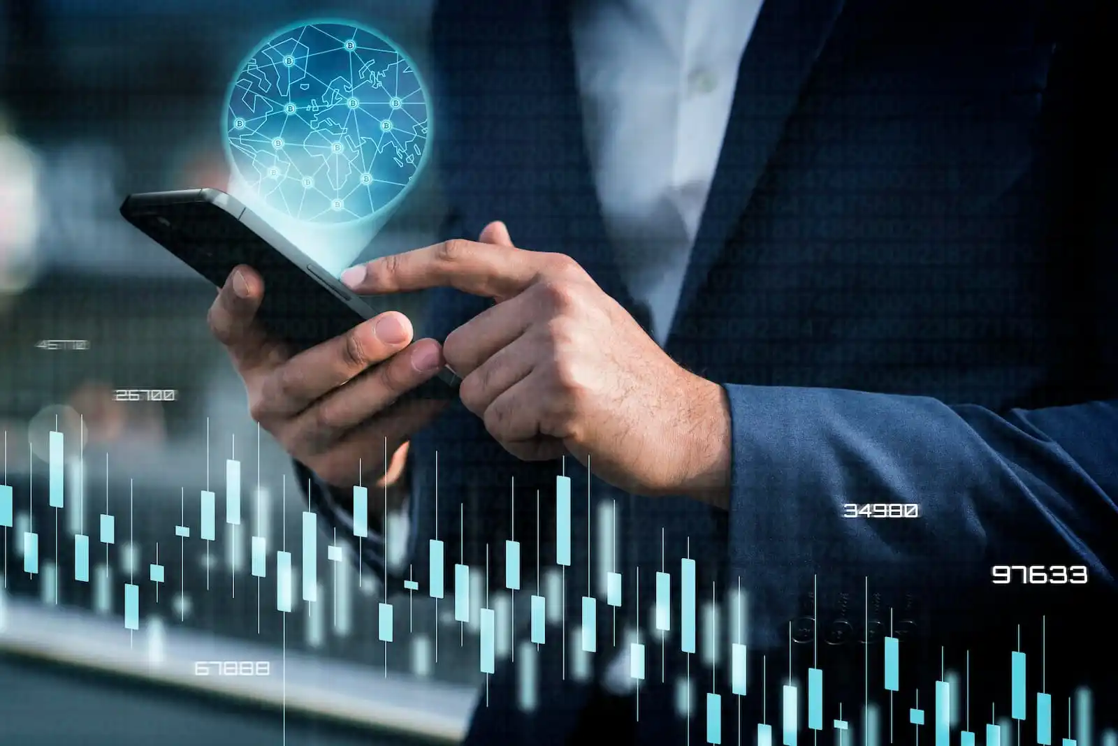 A man touching a phone screen