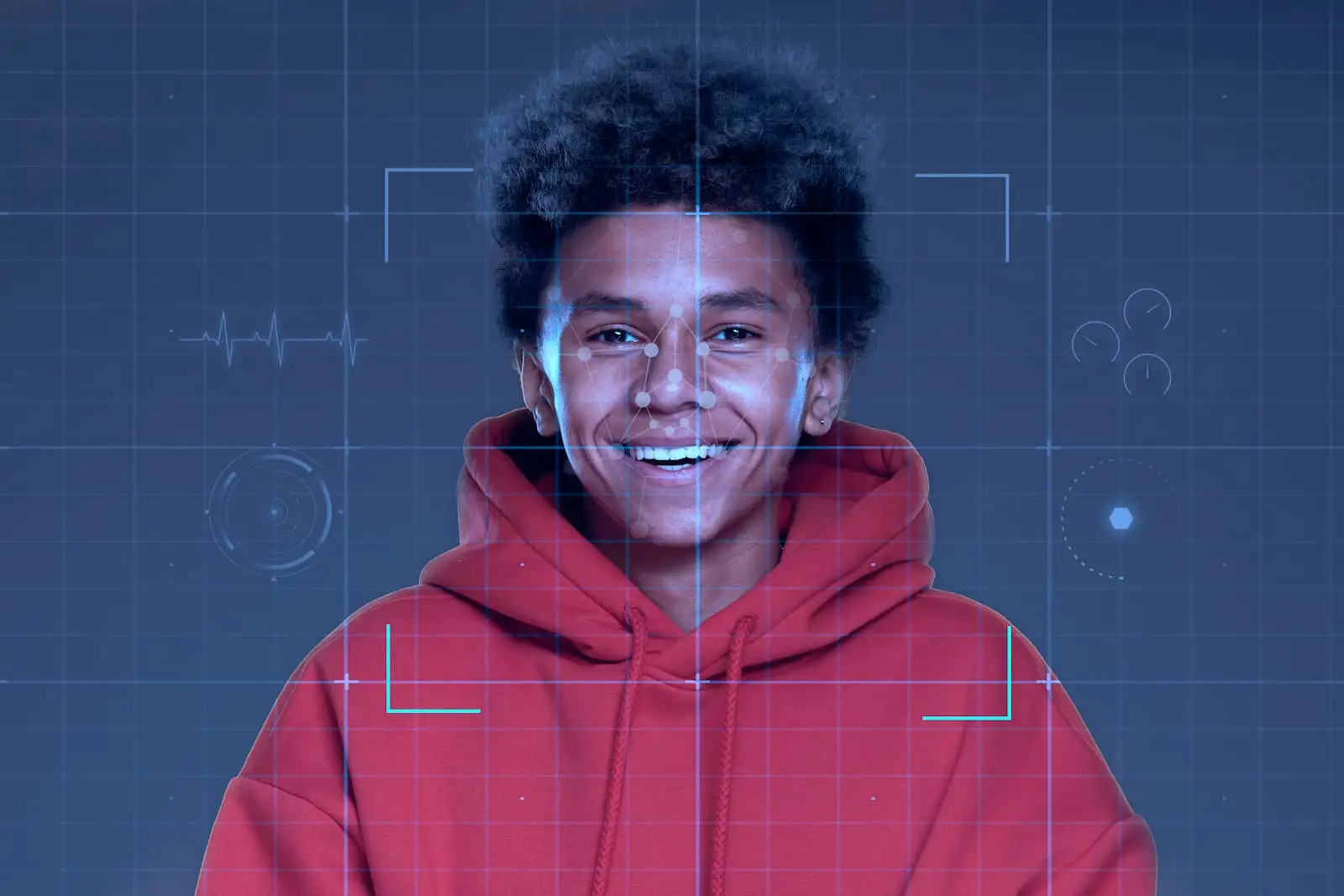 Facial recognition collage concept image