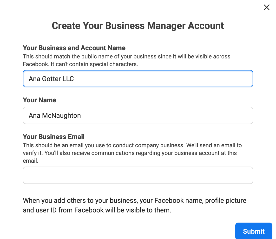 Create a Business Account 