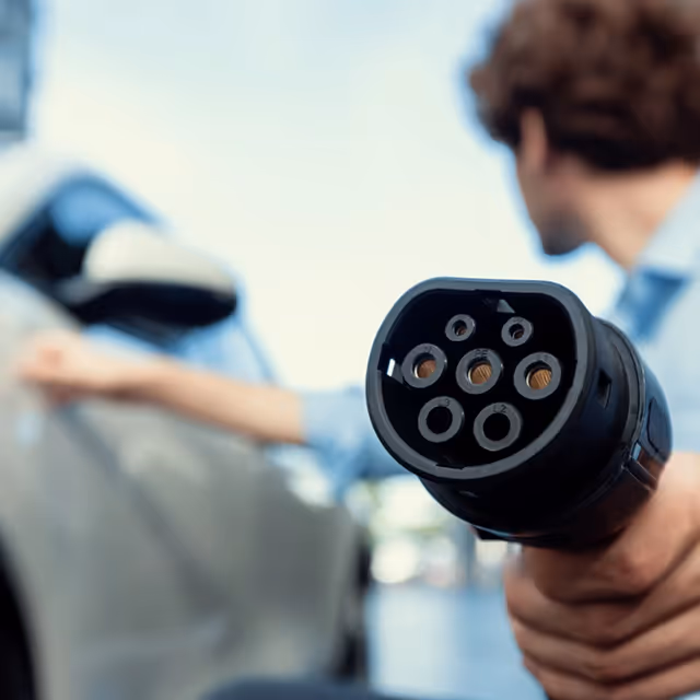 zoom in on an ev charger port