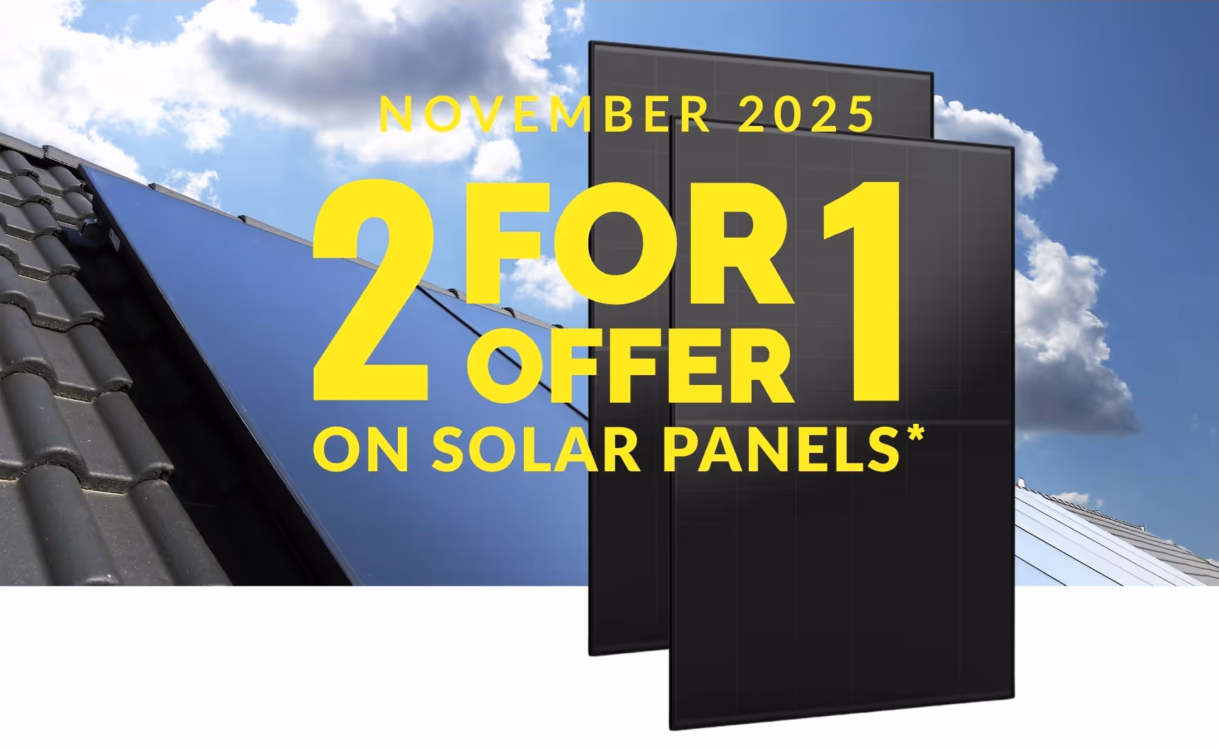 solar panels on a house with promo text