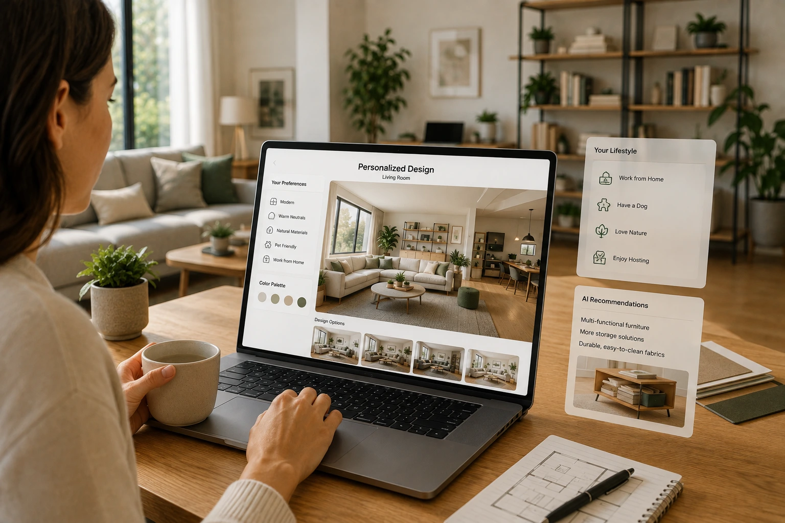 designed living room with the help of AI