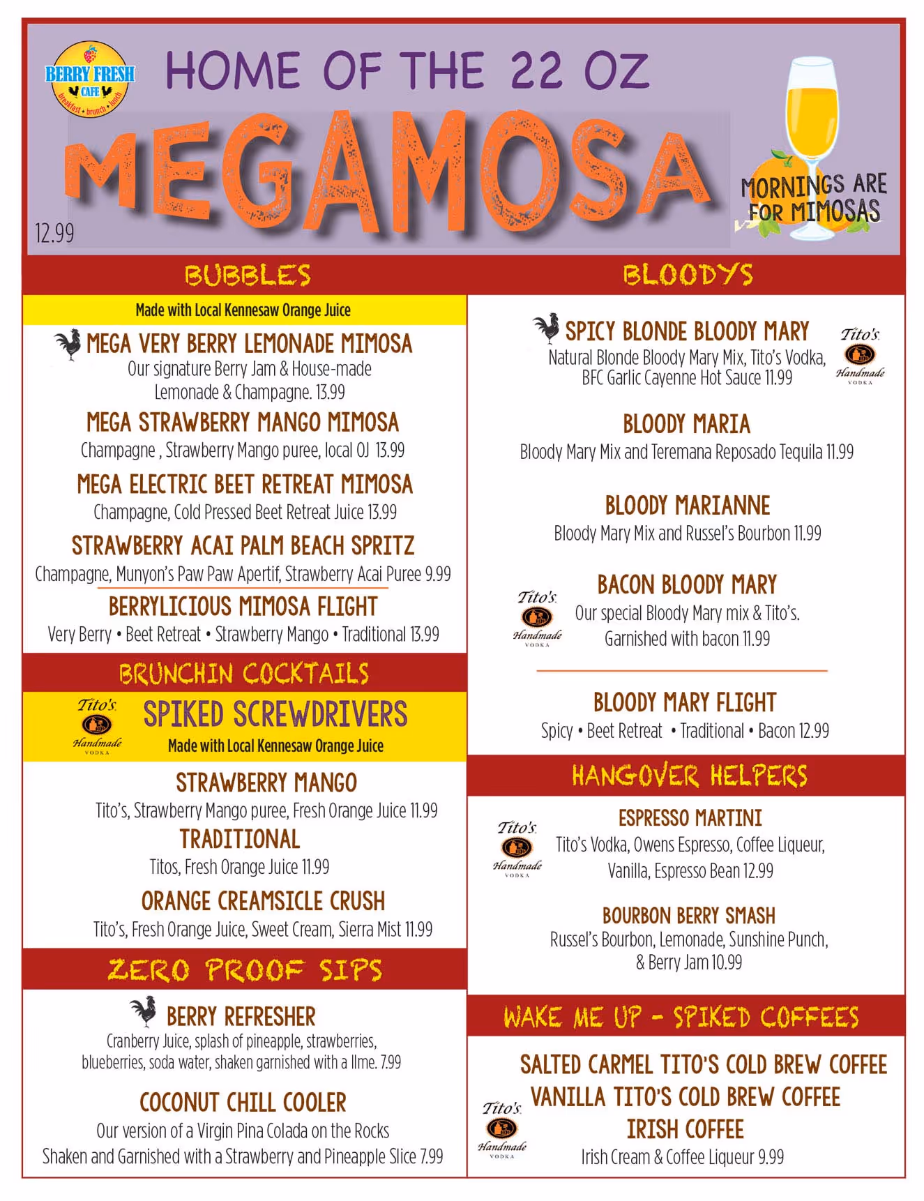  Berry Fresh Cafe megamosa beverages menu